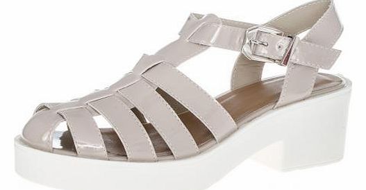 NUDE Patent Chunky Block Heel Sandals