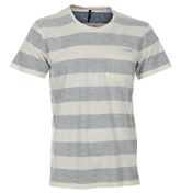 Nudie Jeans Co Nudie Jeans Indigo and Cream Stripe T-Shirt