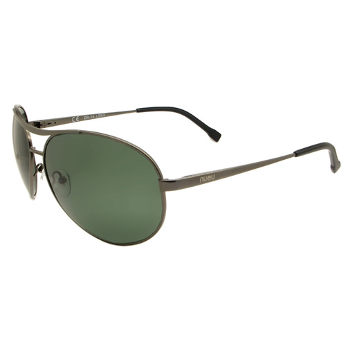 Nueu Mens Nueu 701 Aviator Sunglasses Gunmetal Frame / Green Lens