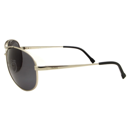Nueu Mens Nueu 701 Aviator Sunglasses Silver Frame / Smoke Grey Lens