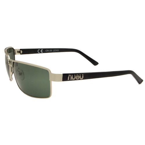 Nueu Mens Nueu 703 Square Aviator Sunglasses Silver Frame / Smoke Grey Lens