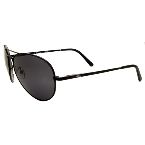 Mens Nueu 708 Aviator Sunglasses Black Frame / Smoke Grey Lens