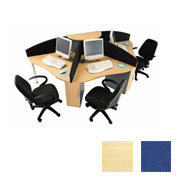 3-Person Call Centre with 4 Blue Screens