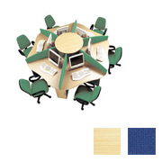 6-Person Call Centre With 6 Blue Screens