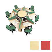 6-Person Call Centre With 6 Red Screens