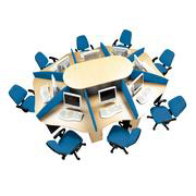 8-Person Call Centre With 8 Blue Screens