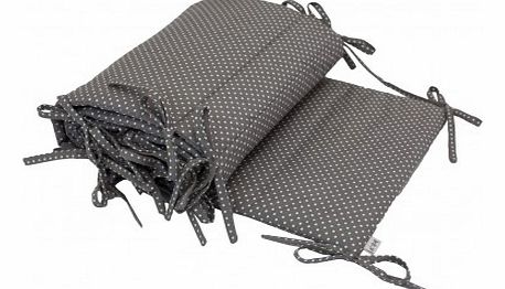 Crib bumper - Grey with cream dots `One size