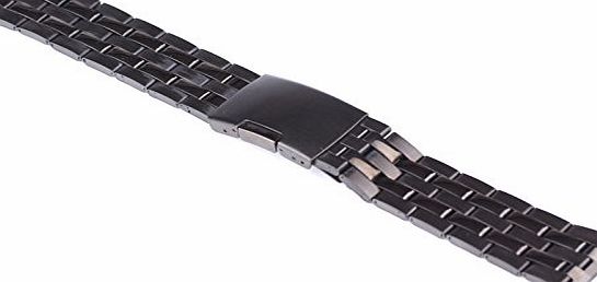 Nuosi Deng Deluxe Stainless Steel Metal Bracelet Watchband Strap Watch Band for LG G Watch w100 w110 smart watch (Lg G Watchband Black  W110 screen protector)