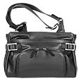 Black Multi-Compartment Leather Satchel Bag