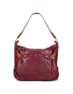 Nuovedive Croco Stamped Trim Calf Leather Hobo Bag