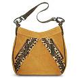 Nuovedive Leopard Trim Italian Brown Suede and Leather Hobo Bag
