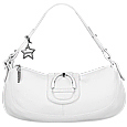 White Buckled Leather Hobo Bag