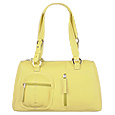Yellow Front Pockets Leather Satchel Bag