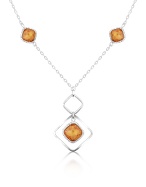 Champagne Cubic Zirconia Sterling Silver Drop Necklace