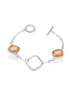 Champagne Cubic Zirconia Sterling Silver Toggle Bracelet