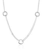 Cubic Zirconia Circles Sterling Silver Chain Necklace