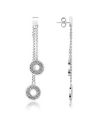Nuovegioie Engraved Sterling Silver Circle Drop Earrings