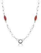 Nuovegioie Red Cubic Zirconia Sterling Silver Chain Necklace