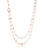 Rose Sterling Silver Cubic Zirconia Double Chain Necklace