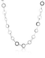 Nuovegioie Sterling Silver Hammered Circles Chain Necklace