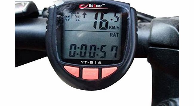 NuoYa 05 Cycling Accessories Multifunctional Bicycle LCD Computer Waterproof Bicycle Computer Odometer MTB Bike Speedometer Black YT-816 (Include a Cycling Reflective Band as gift)