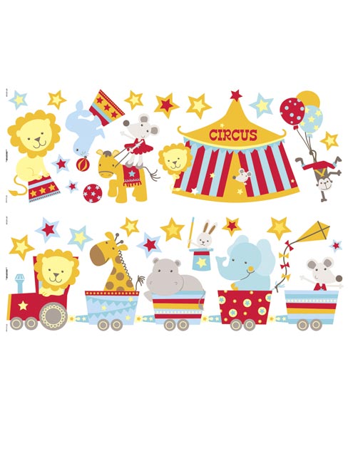 Nursery Dandeacute;cor Circus Wall Stickers Stikarounds 26 pieces