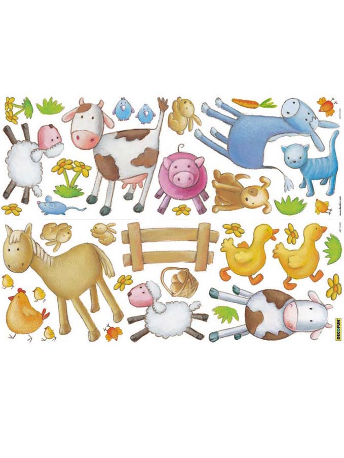 Nursery Dandeacute;cor The Farm Wall Stickers Stikarounds 40 pieces