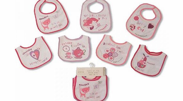 Nursery Time Pack of 7 Days of the Week Baby Bibs With PEVA Backing - Baby Girl