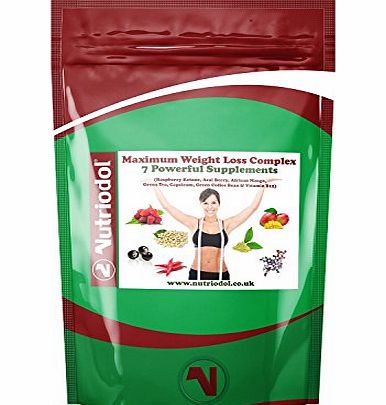 Nutriodol 120 x Maximum Weight Loss Complex 3500mg - Seven Powerful Dietary Supplements In One Tablet (Raspber