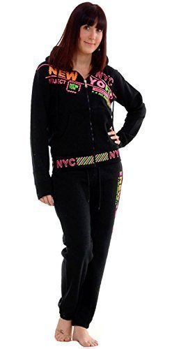 NYC Ladies Girls NYC Designer Full Tracksuit Hoodie Top Jogging Bottoms Trousers Suitable for Casual, Yoga, Gym 