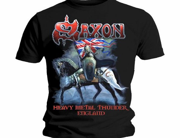 Nylon Saxon Heavy Metal Thunder England Official Unisex T-Shirt (Black) Large