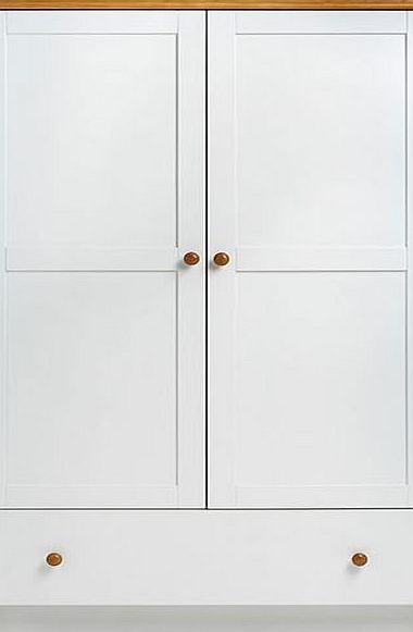 O Baby OBaby Double Wardrobe-WHITE with Pine Trim (New