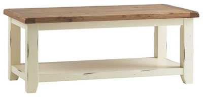 oak And Cream Coffee Table With Shelf Corndell