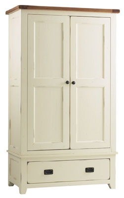 oak And Cream Double Wardrobe With Drawer