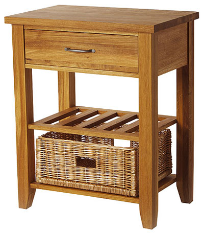 oak BASKET TABLE WITH WINE RACK SGL WEALDEN
