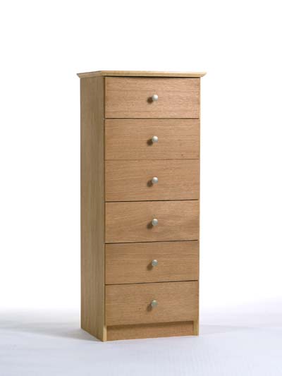 OAK CHEST 6 DRAWER NARROW CHELSEA