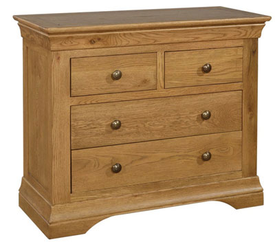 oak Chest of Drawers 2 over 2 French Style