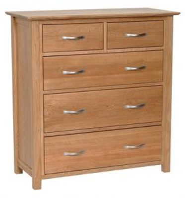 oak CHEST OF DRAWERS 2 OVER 3 NEW OAK DEVONSHIRE