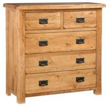 oak CHEST OF DRAWERS 2 OVER 3 RUSTIC
