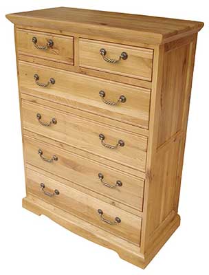oak Chest of Drawers 2 Over 4 Drawer Chichester