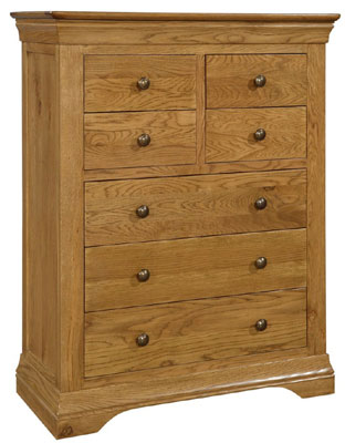 oak Chest of Drawers 4 over 3 French Style