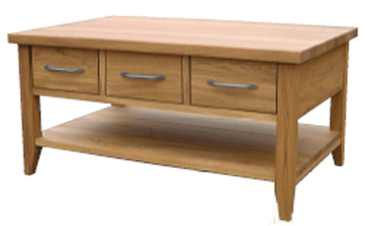 COFFEE TABLE 3 DRAWERS AND SHELF