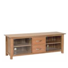 Oak Devon Oak large TV Unit with Glass Doors