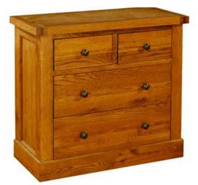 oak Distressed Chest of Drawers 2 over 2