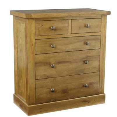 oak Distressed Chest of Drawers 2 over 3