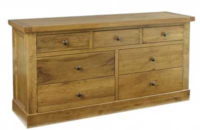 oak Distressed Chest of Drawers 3 over 4
