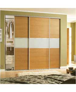 Oak Door with White Glass Fineline Panel - 610mm