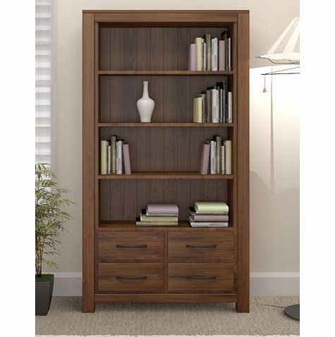 Oak Furniture House Grand walnut wood furniture large tall bookcase bookshelf with drawers