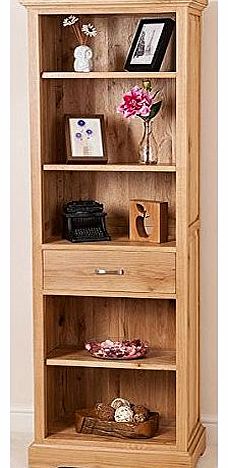 ASPEN SOLID OAK NARROW BOOKCASE WITH 1 DRAWER OFFICE FURNITURE