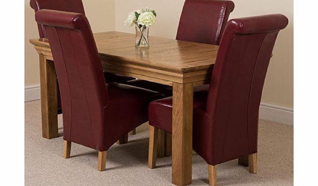 OAK FURNITURE KING FRENCH RUSTIC SOLID OAK 150 DINING TABLE WITH 4 OR 6 MONTANA DINING CHAIRS *Available in 4 colours* (Brown, 6)